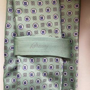 BRIONI Italian Silk Tie Mint Green Geometric